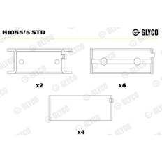 Hlavní ložiska klikového hřídele GLYCO H1055/5 STD