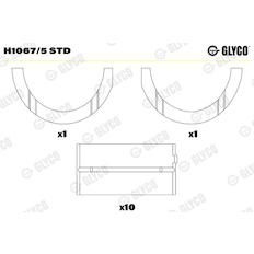 Hlavní ložiska klikového hřídele GLYCO H1067/5 STD