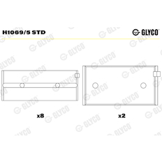 Hlavní ložiska klikového hřídele GLYCO H1069/5 STD