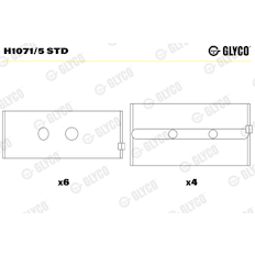 Hlavní ložiska klikového hřídele GLYCO H1071/5 STD