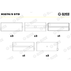 Hlavní ložiska klikového hřídele GLYCO H1076/5 STD