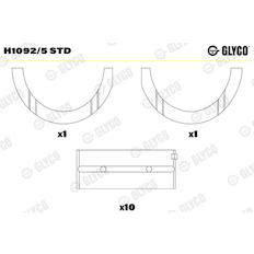 Hlavní ložiska klikového hřídele GLYCO H1092/5 STD