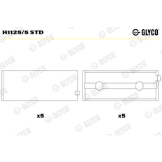 Hlavní ložiska klikového hřídele GLYCO H1125/5 STD