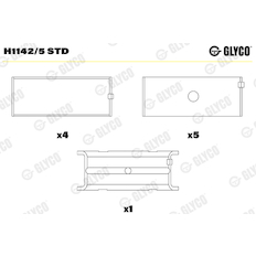 Hlavní ložiska klikového hřídele GLYCO H1142/5 STD