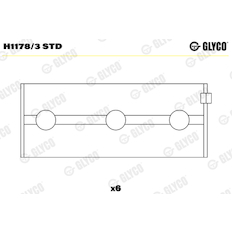 Hlavní ložiska klikového hřídele GLYCO H1178/3 STD