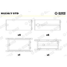 Hlavní ložiska klikového hřídele GLYCO H1238/7 STD