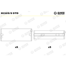 Hlavní ložiska klikového hřídele GLYCO H1325/5 STD
