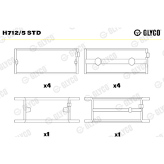 Hlavní ložiska klikového hřídele GLYCO H712/5 STD