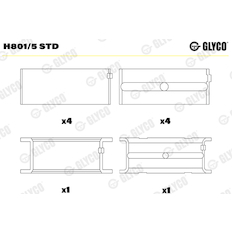 Hlavní ložiska klikového hřídele GLYCO H801/5 STD