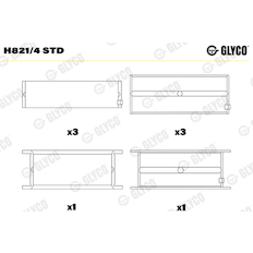 Hlavní ložiska klikového hřídele GLYCO H821/4 STD