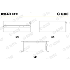 Hlavní ložiska klikového hřídele GLYCO H914/5 STD