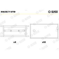 Hlavní ložiska klikového hřídele GLYCO H928/7 STD