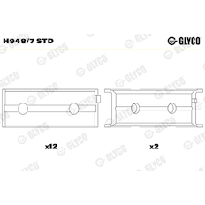Hlavní ložiska klikového hřídele GLYCO H948/7 STD