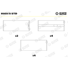 Hlavní ložiska klikového hřídele GLYCO H951/5 STD