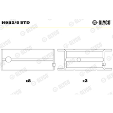 Hlavní ložiska klikového hřídele GLYCO H982/5 STD