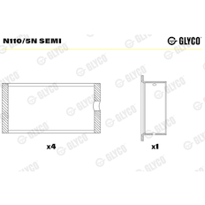 Ložisko vačkového hřídele GLYCO N110/5N SEMI