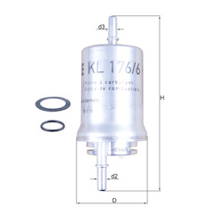 Palivový filtr MAHLE ORIGINAL KL 176/6D