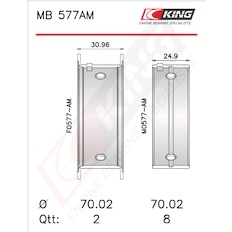 Sada ložiskových pánví pro klikový hřídel KING MB 577AM0.25