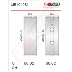 Sada ložiskových pánví pro klikový hřídel KING MB1049SI0.75