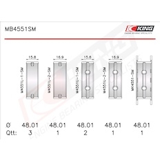 Sada ložiskových pánví pro klikový hřídel KING MB4551SM0.5