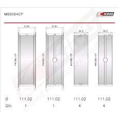 Sada ložiskových pánví pro klikový hřídel KING MB5064CP0.25