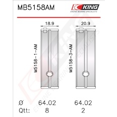 Sada ložiskových pánví pro klikový hřídel KING MB5158AM1.5