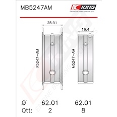 Sada ložiskových pánví pro klikový hřídel KING MB5247AM0.25