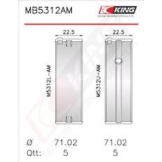 Sada ložiskových pánví pro klikový hřídel KING MB5312AM0.25
