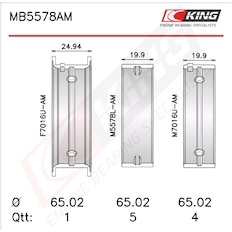 Sada ložiskových pánví pro klikový hřídel KING MB5578AM1.0