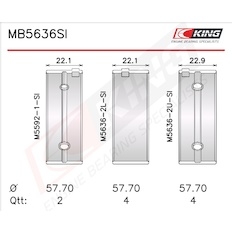 Sada ložiskových pánví pro klikový hřídel KING MB5636SI0.25