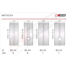 Sada ložiskových pánví pro klikový hřídel KING MB7003CA 060