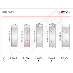 Sada ložiskových pánví pro klikový hřídel KING MB7776SI0.5